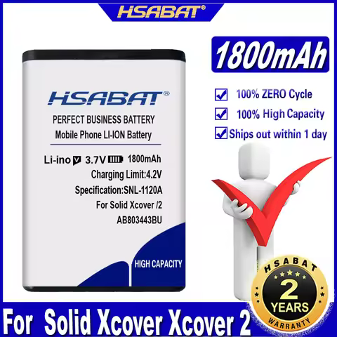 1800mAh Battery for SAMSUNG for Solid Xcover Xcover 2 C3350 II GT-C3350 AB803443BU Batteries