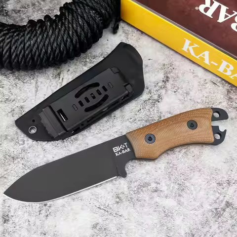 Kar Bar BK11 Straight Knife Flax Handle D2 Blade Camping Outdoor Survival Portable Combat Military T