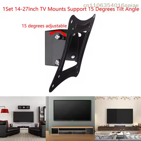 1 Set 14-27Inch TV Mounts LCD LED Monitor Wall Mount Bracket Fixed Flat Panel TV Frame Support 15 De