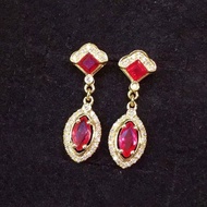 Fashionable Ruby S925 Ag with 18K Gold Plated Earrings