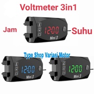 FREE SHIPPING 3IN1 BATTERY VOLTMETER VOLT METER AMPER DIGITAL BATTERY TEMPERATURE CLOCK VOLTMETER FR