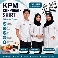Baju Korporat Guru | Siap Sulam Baju KPM | Latest KPM Uniform | White with Navy Piping | Baju KPM Se