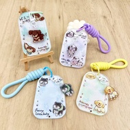 Kawaii Acrylic Card Holder Cartoon Dog Clear ID Case With Retractable Lanyard Photocard Holder CP
