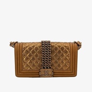 CHANEL Large Boy Gold Calfskin 25cm Flap Bag