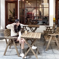 Outdoor Combination Outdoor Table Coffee Shop Chair Small Square Table Internet Celebrity Set Table 