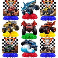 9 Pcs Monster Truck Honeycomb Centerpieces Monster Truck Birthday Party Decorations Monster Truck Ta