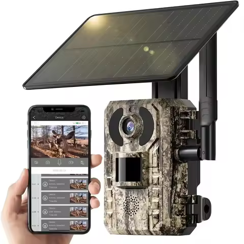 2.7K Cellular Trail Camera 5rd Generation 4G LTE with Solar Panel, Live Video Game Camera Include SI