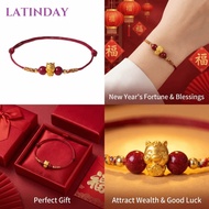 LATINDAY Lucky Horse Bracelet, Adjustable 999 Sliver Beaded Bracelet,  Auspicious Meaning Elegant De