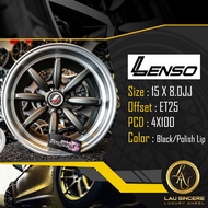 Lenso 15 X 8.0JJ 4X100 Black/ Polish Lip