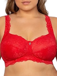 Women's Plus Size Luxe Lace Wire Free Bra, Cranberry, 46DDD