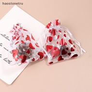 TR  10pcs Red Love Heart Organza Bags Wedding Party Gift Candy Drawstring Bag Christmas Valenes Day Jewellery Display Pouches n