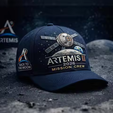 Artemis II Lunar Mission Commemorative Cap, Back to the Moon Space Adjustable Baseball Cap, with Art
