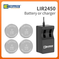 EEMB LIR2450 3.7V rechargeable button battery with Charger(optional ) lithium battery  LIR 2450 3.6V