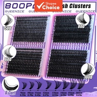 QUEENICE 800 Pcs Self-Adhesive Lash Clusters - D Curl 50D-100D Fluffy Kit with Remover & Tweezers fo
