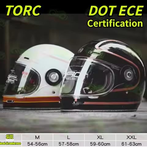 DOT ECE Certification TORC Motorycle Helmet Retro Moto Helmet Men Motorbike Riding Motocross Full Fa