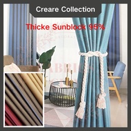 Modern Solid Colour Thickened Sunblock 95% Curtain Cloth 126 inci / Kain Langsir Modern Blackout Plain 95% 126'' CREARE