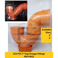 CCS PIPE PVC Sanitary Orange Fittings [2",3"] P-Trap For PVC Pipes For Plumbing Needs