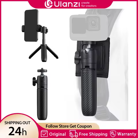 Ulanzi MT-88 Portable ClipMate Tripod Selfie Stick with 1/4 Screw Backpack Mount for DSLR Action Cam