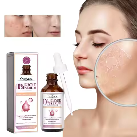 Face Serum Glycolic Acid 10% Toning Solution Fade Fine Lines Firming Improve Facial Dryness Redness 
