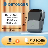 DETONGER P2 Thermal Label Printer Wireless Bluetooth Inkless Label Maker