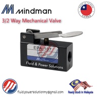Mindman EPA-107 3/2 Way Plain Lever Valve "Made in Taiwan" Port size: 1/8" , Mindman Mechanical Hand
