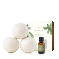 Thymes Frasier Fir Wool Dryer Balls Set – Includes 3 Wool Laundry Balls + 1 Frasier Fir Laundry Frag