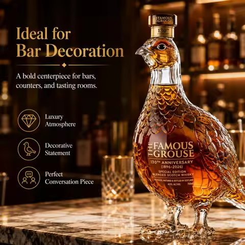 The Famous Grouse Inspired Crystal Glass Decanter Pheasant Shaped Whiskey Bottle for Scotch Whisky C