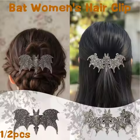 1/2pcs Viking Gothic Bat Women's Hair Clip Fashionable Party Hair Accessories Personalized Spring Cl