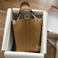 Hermes P18 Picotin 18 餅乾色銀扣 biscuit B Stamp
