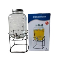 TERMURAH GARANSI PECAH DISPENSER KACA GELAS STORAGE DRINK 5 LITER DENGAN STAND METAL 1 PCS-GLASS DIS