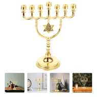 Seven Headed Candlestick Holders Gold Hanukkah Stand Menorah Metal Shopping Menorahs for Chanukah Je