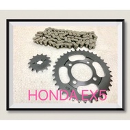 HONDA EX5 / EX5 HIGH POWER / EX5 DREAM SPOKET SET SPROCKET SET DEPAN BELAKANG (3 IN 1) (RANTAI/CHAIN