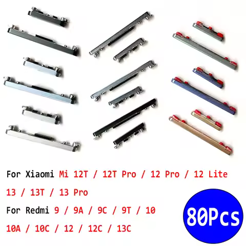 80PcsοΌPower Button Keys + Volume Side Button Key For Xiaomi Mi 12T 12 Pro 12 Lite 13 13T Redmi 9 9A