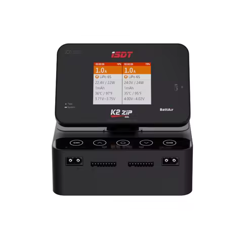 ISDT K2 ZIP AC 200W / DC 500Wx2 Dual Channel Smart Charger with 2.8 Inch IPS LCD Screen for 1~8S LiF