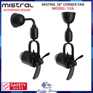 MISTRAL DFAN 516 CORNER FAN WITH REMOTE CONTROL, CEILING / WALL FAN, D'FAN, WITH OSCILLATION AND TIMER, 3 ABS FAN BLADES, 1 YEAR WARRANTY