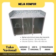 [Cianjur] Rak Kompor Aluminium Kaca Keramik Dapur 3 Pintu Meja Kompor Keramik Almunium