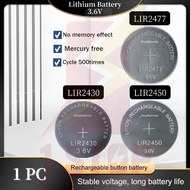 100% Original LIR2430 2430, LIR2450 2450, LIR2477 2477 LIR 3.6V Button Rechargeable Lithium Battery
