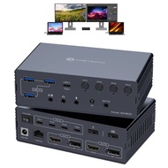 2025 KVM Switch 2 Monitors 4/3/2 PCs Docking Station 4K60Hz Thunderbolt KVM with Displaylink Support