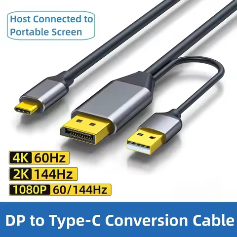 2m DP To Type C Connection Cable 2K 4K HD Converter Audio Video DP port To USB C Cable for Laptop Po