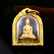 Liliyawind Stainless Steel Gold Buddha Shakyamuni Pendant Men Personality Necklace