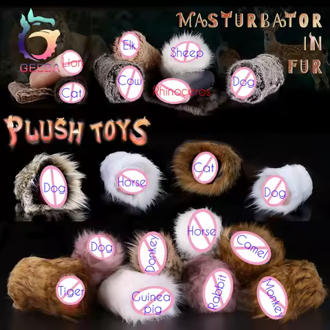 GEEBA 19 Models Male Masturbator Cup With Faux Fur Furry Silicone Onahole For Men Pocket Pussy Strok
