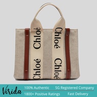 Chloe Small Woody Tote Bag White Brown CHC22AS397I2690U