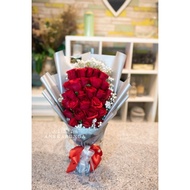(AL)Buket Bunga Mawar Merah Asli Fresh Red Rose Hand Bouquet Flower Kado Wedding Anniversary Birthda