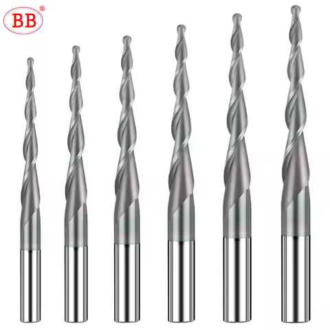 BB Taper Ball Nose End Mill Solid Carbide Engraving Router Bit Relief Wood Metal CNC Milling Cutter 
