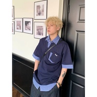 【Hatton Gutto COD】Checkered short sleeved polo shirt men's summer loose casual collar T-shirt