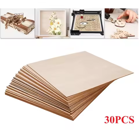 30Pcs Basswood Sheets 3mm Thick, 30x30cm/40x40cm Board for Wood DIY Home Decor, Square Blank Wooden 