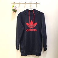 Adidas 長版 logo 帽T 尺寸XS