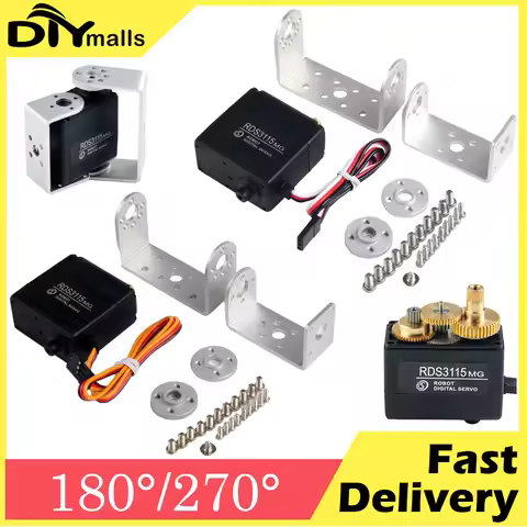 1/2/4pcs RDS3115 15KG Robot Digital Servo 180/270° Dual Axis Shaft Metal Gear Servo Motor For RC Car