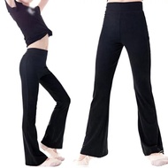 [HZA] 148-160cm Loose Sport Nurse Bootcut Flare Jersey Pants Leisure Women's High Waist Stretch  Boo