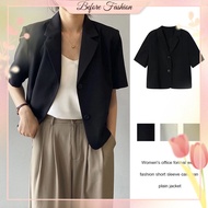 Fashion Short Sleeve Blazer for Women Plus Size Korean Office Blazer Short Casual Suit Jacket Top BE
